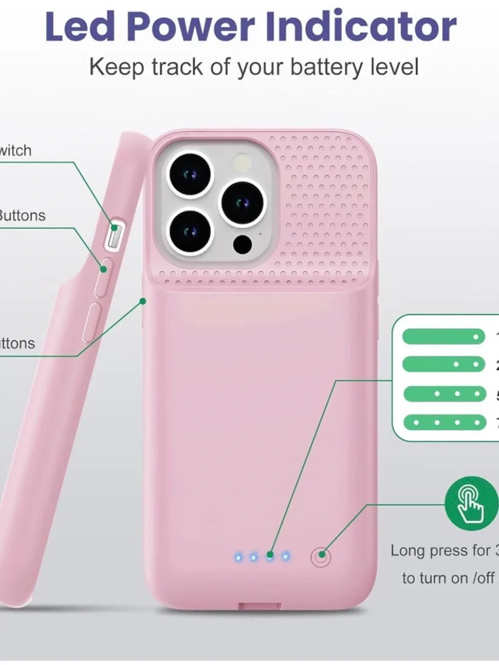 Battery Case for iPhone 13/13 Pro/14, 7500 mAh Smart Battery Case